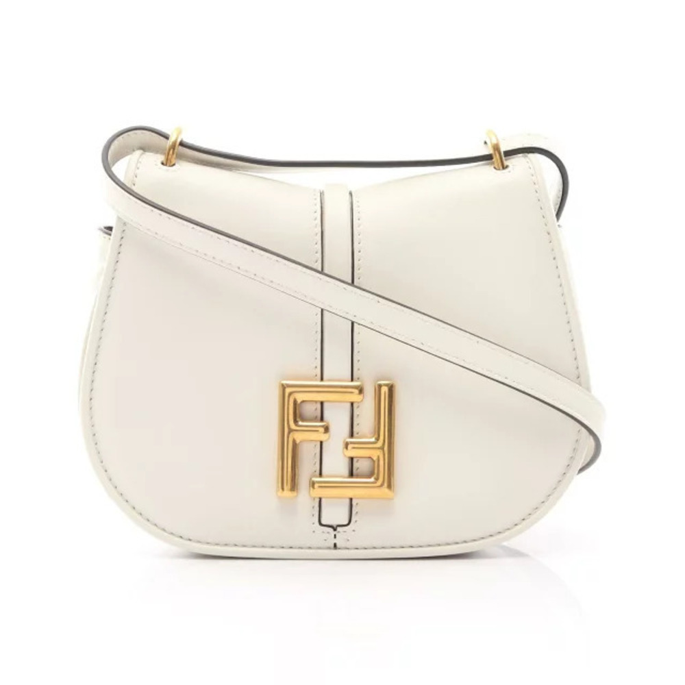 Fendi Camon Shoulder Bag Leather White